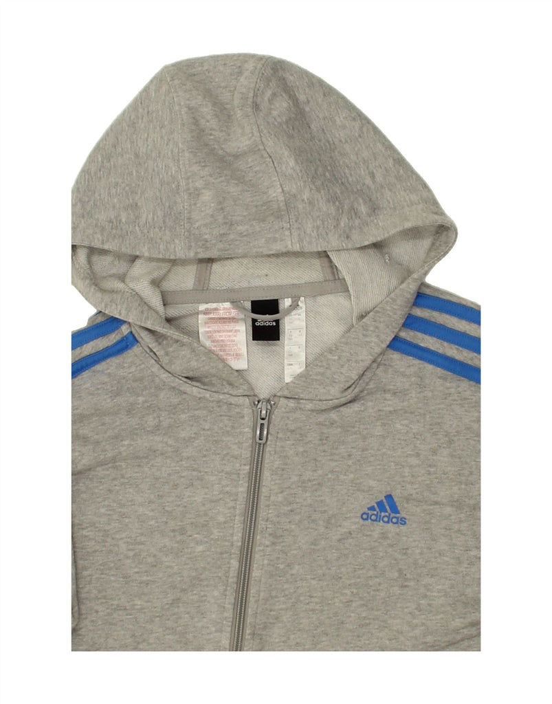 ADIDAS Boys Graphic Zip Hoodie Sweater 13-14 Years Grey Cotton Vintage Adidas and Second-Hand Adidas from Messina Hembry 