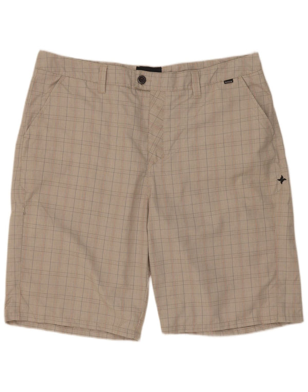 Hurley Mens Cargo Shorts W38 XL Grey Check Polyester