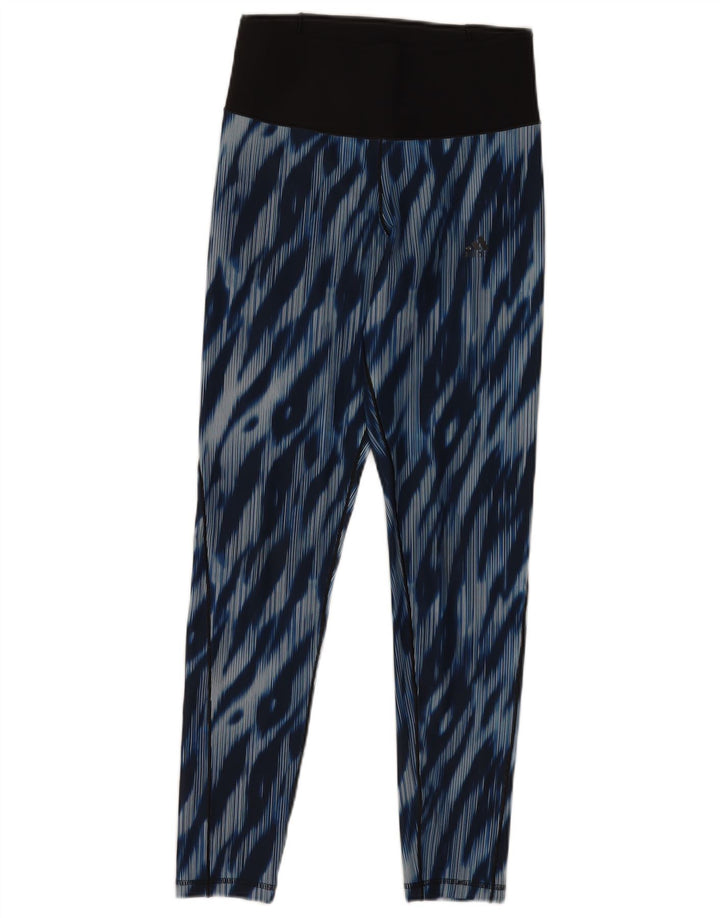 Adidas Womens Leggings UK 8-10 Small  Blue Tie Dye Polyester