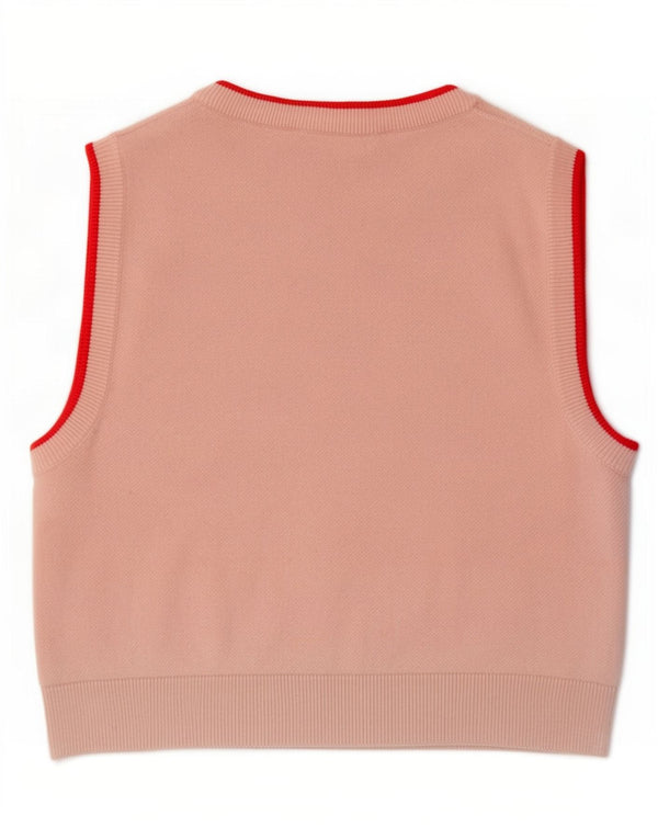 Zara Womens Crop Vest Tank Top UK 8 Small Pink Argyle/Diamond Viscose