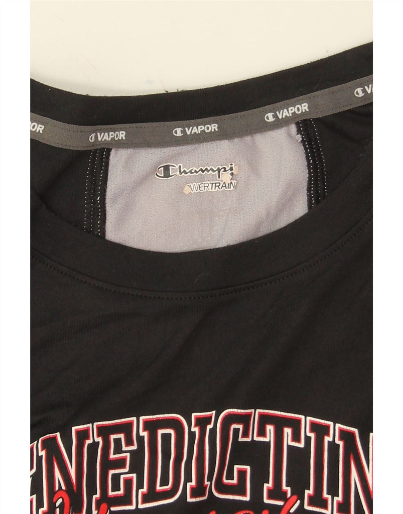 CHAMPION Womens Graphic Top Long Sleeve UK 12 Medium Black Colourblock Vintage Champion and Second-Hand Champion from Messina Hembry 