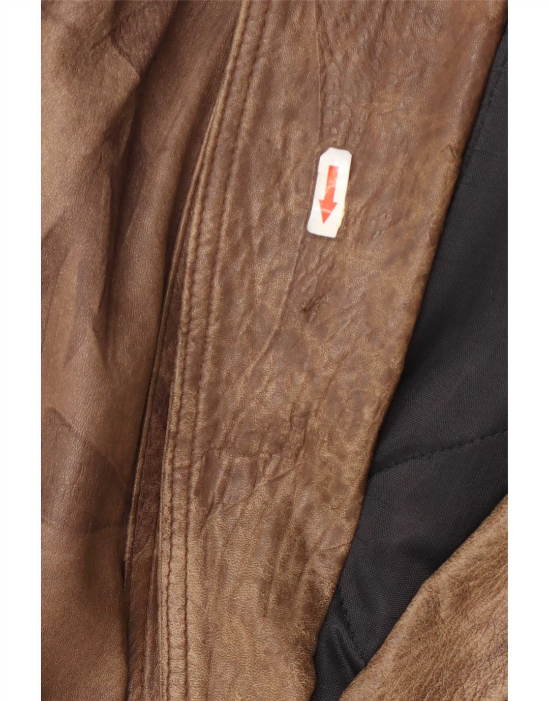 Vintage Womens Double Breasted Leather Jacket EU 42 Large Brown Patchwork