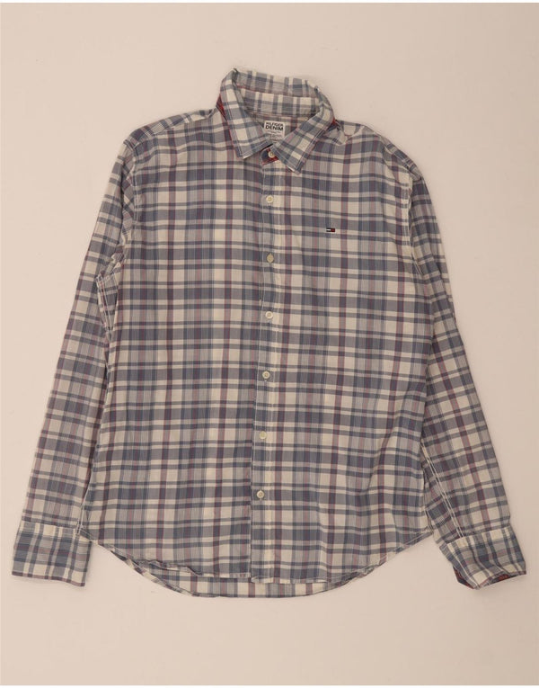 Tommy Hilfiger Mens Shirt Large Blue Check Cotton