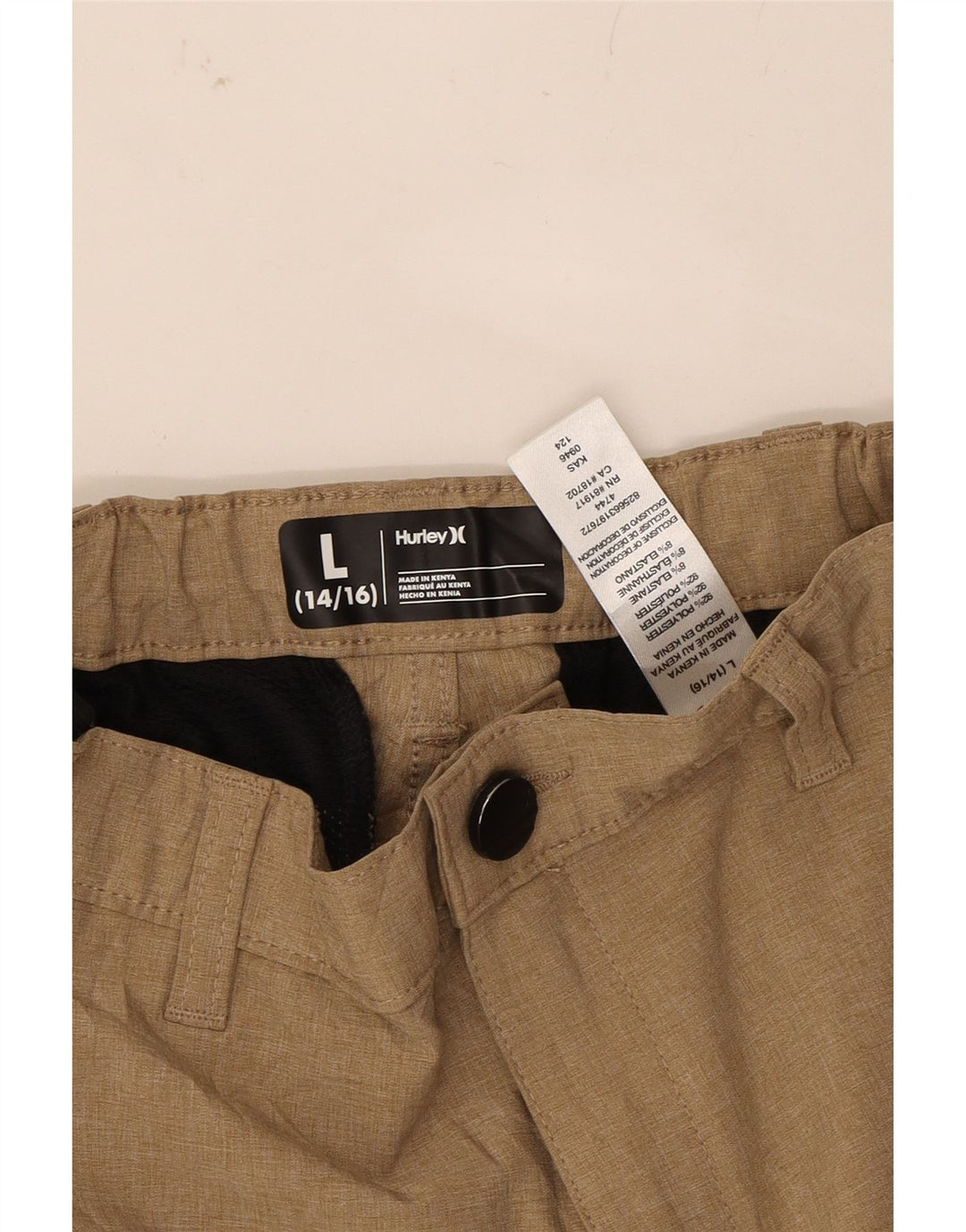 HURLEY Boys Chino Shorts 12-13 Years Large W24 Brown Polyester Vintage Hurley and Second-Hand Hurley from Messina Hembry 