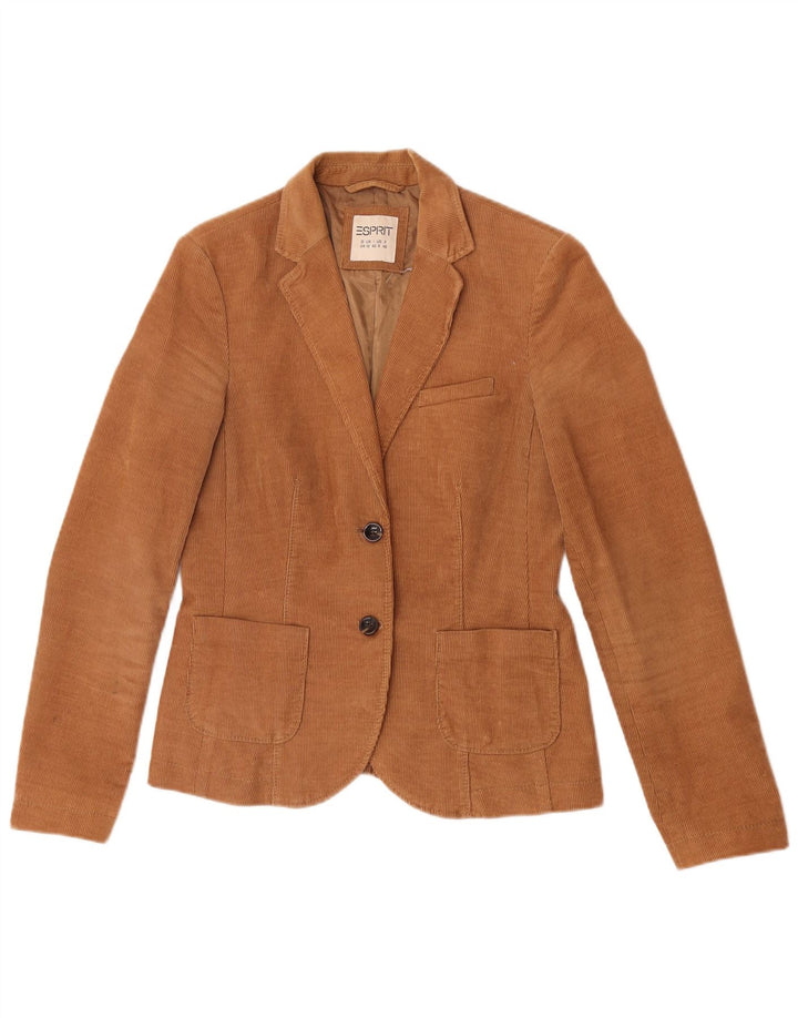 Esprit Womens 2 Button Corduroy Blazer Jacket UK 12 Medium Brown Cotton