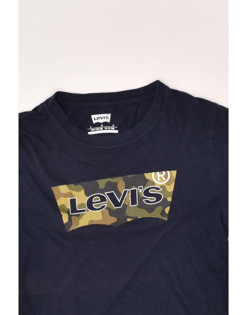 LEVI'S Boys Graphic T-Shirt Top 12-13 Years Large Navy Blue Cotton | Vintage Levi's | Thrift | Second-Hand Levi's | Used Clothing | Messina Hembry 