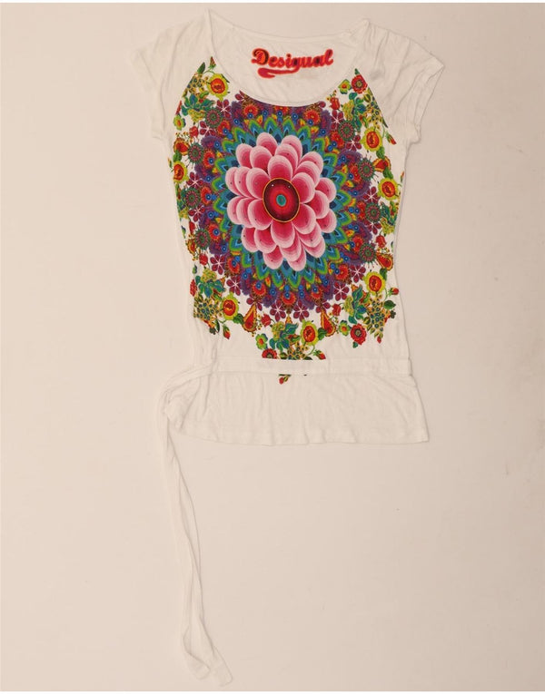 Desigual Womens Graphic T-Shirt Top UK 10 Small White Floral
