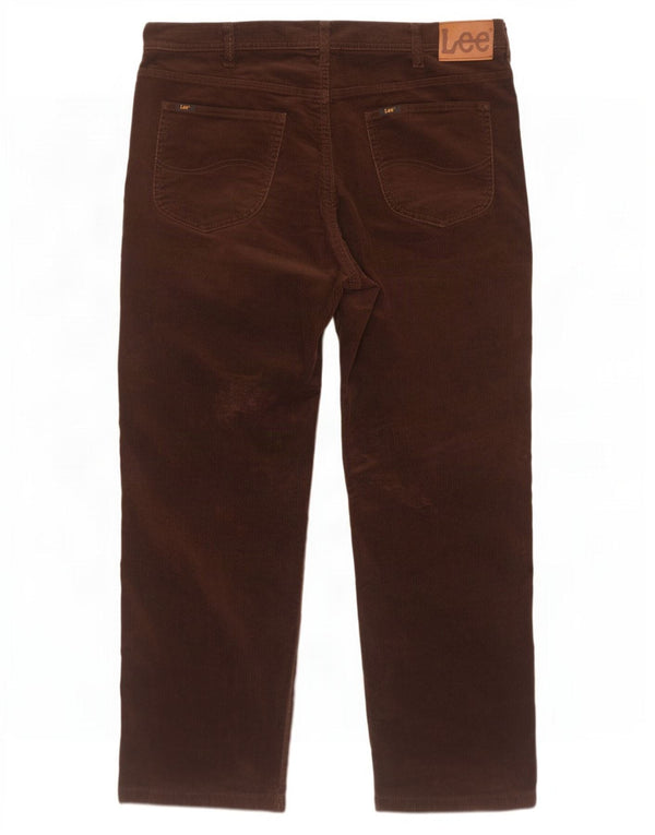 Lee Mens Brooklyn Straight Corduroy Trousers W42 L29 Brown Cotton