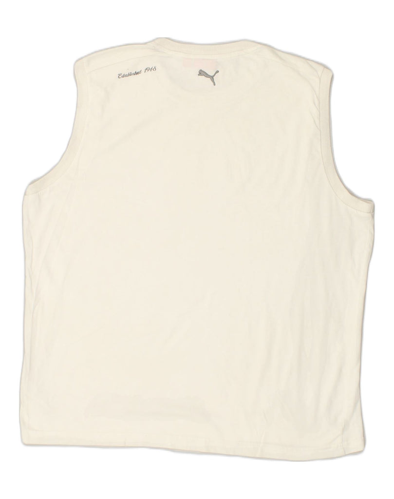 PUMA Mens Graphic Vest Top XL White Cotton | Vintage Puma | Thrift | Second-Hand Puma | Used Clothing | Messina Hembry 