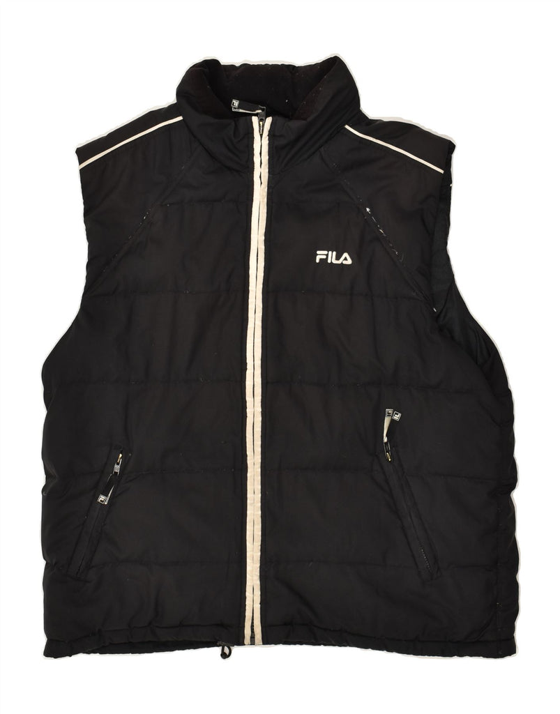 FILA Mens Padded Gilet UK 40 Large Black Polyester | Vintage Fila | Thrift | Second-Hand Fila | Used Clothing | Messina Hembry 