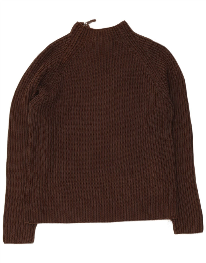 Zara Mens Zip Neck Jumper Sweater Large Brown