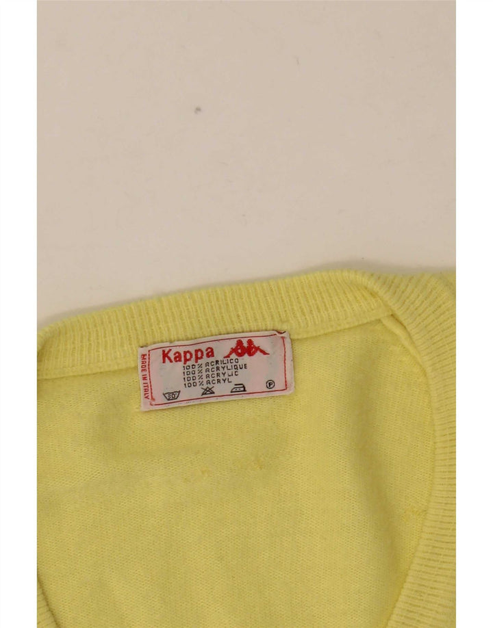 Kappa Mens V-Neck Jumper Sweater Medium Yellow Acrylic