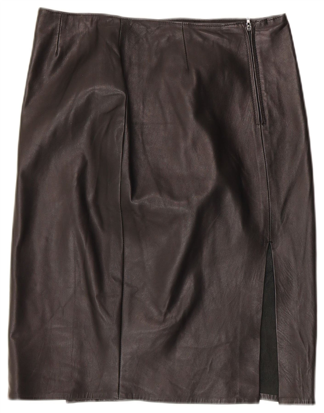 Vintage Womens Leather Skirt IT 46 Large W30 Black Leather