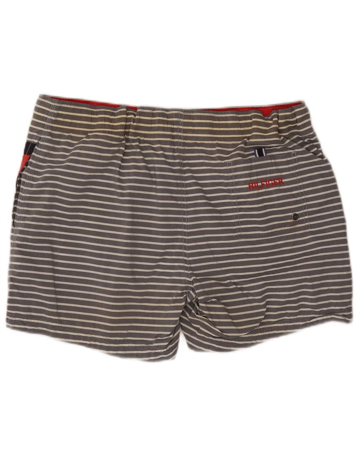 Tommy Hilfiger Mens Swimming Shorts Large Grey Striped Cotton
