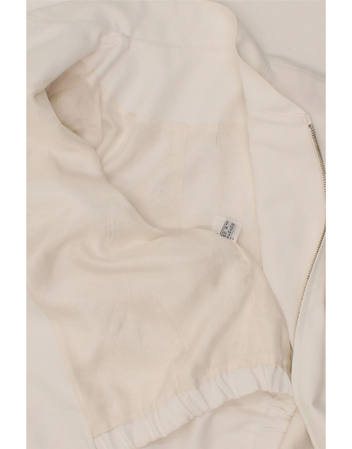 VINTAGE Womens Oversized Bomber Jacket UK 12 Medium  White Polyester Vintage Vintage and Second-Hand Vintage from Messina Hembry 