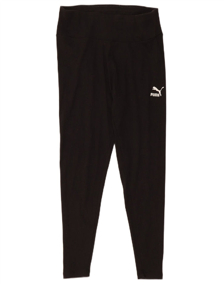 Puma Womens Leggings UK 14 Large  Black Cotton