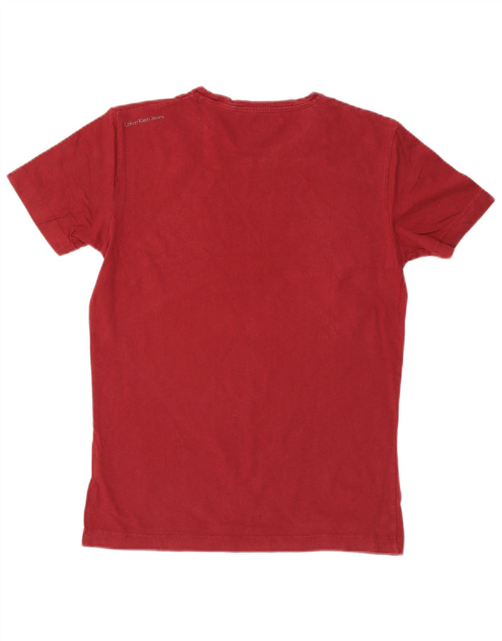 CALVIN KLEIN JEANS Mens Graphic T-Shirt Top Small Red Cotton
