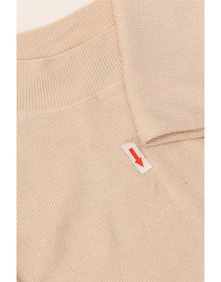 Oasis Womens Crop Top 3/4 Sleeve UK 12 Medium Beige Viscose