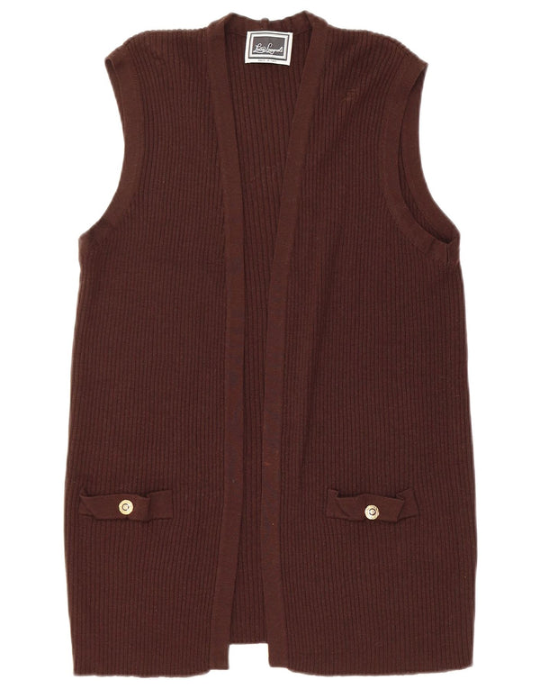 LUISA SPAGNOLI Womens Sleeveless Open Cardigan Sweater UK 14 Medium Brown