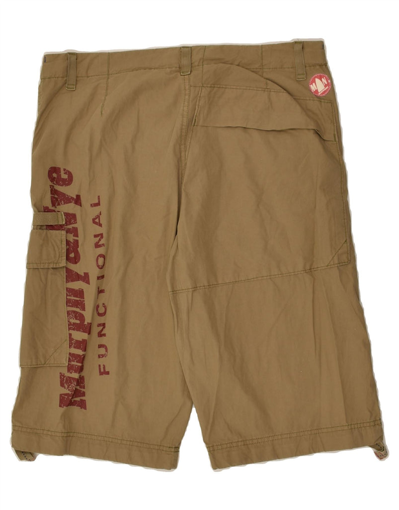 MURPHY & NYE Mens Graphic Cargo Shorts W36 Large Brown | Vintage Murphy & Nye | Thrift | Second-Hand Murphy & Nye | Used Clothing | Messina Hembry 