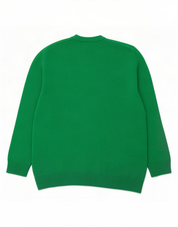 Zara Mens Crew Neck Jumper Sweater XL Green Acrylic