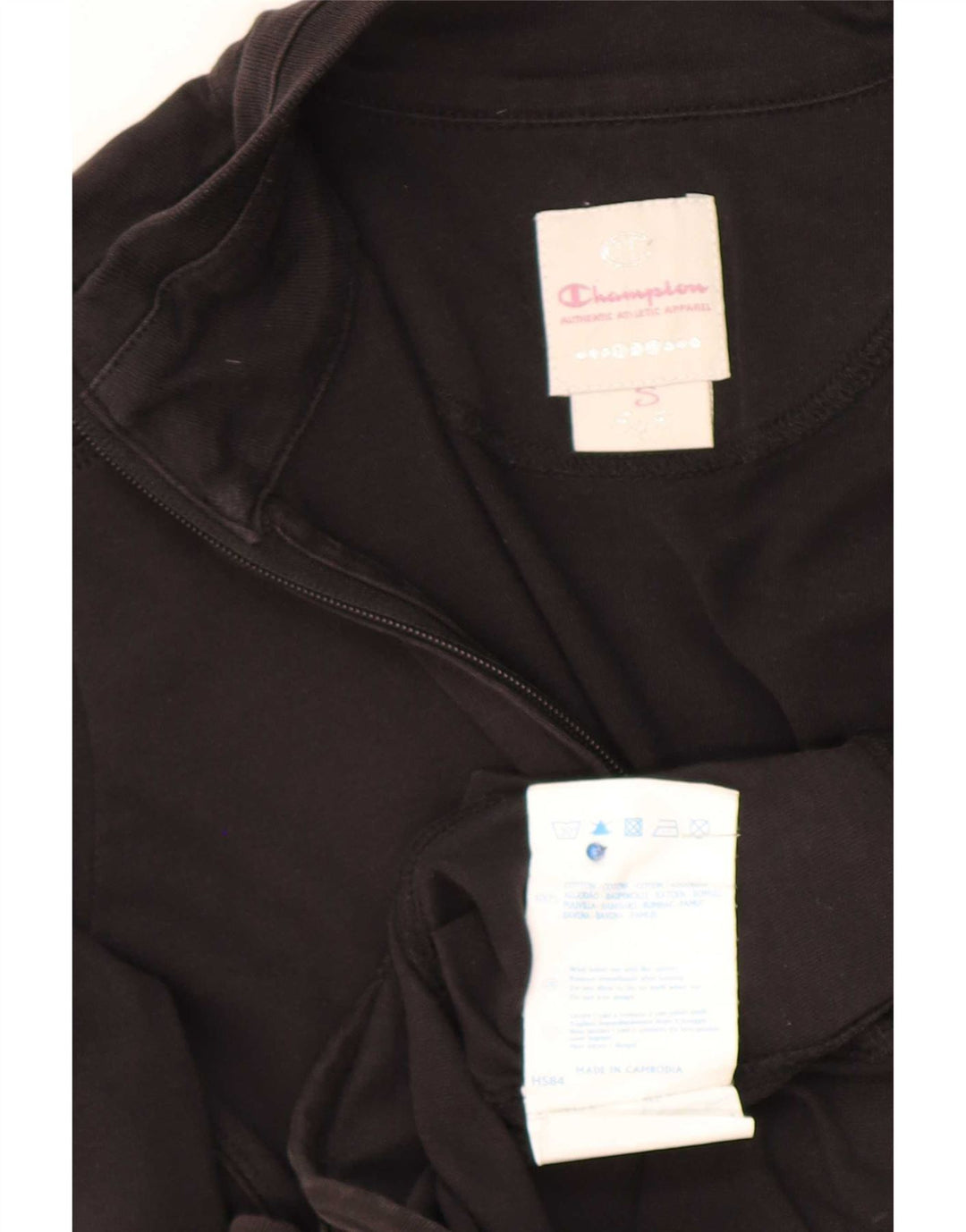 Champion Womens Tracksuit Top Jacket UK 10 Small Black Cotton
