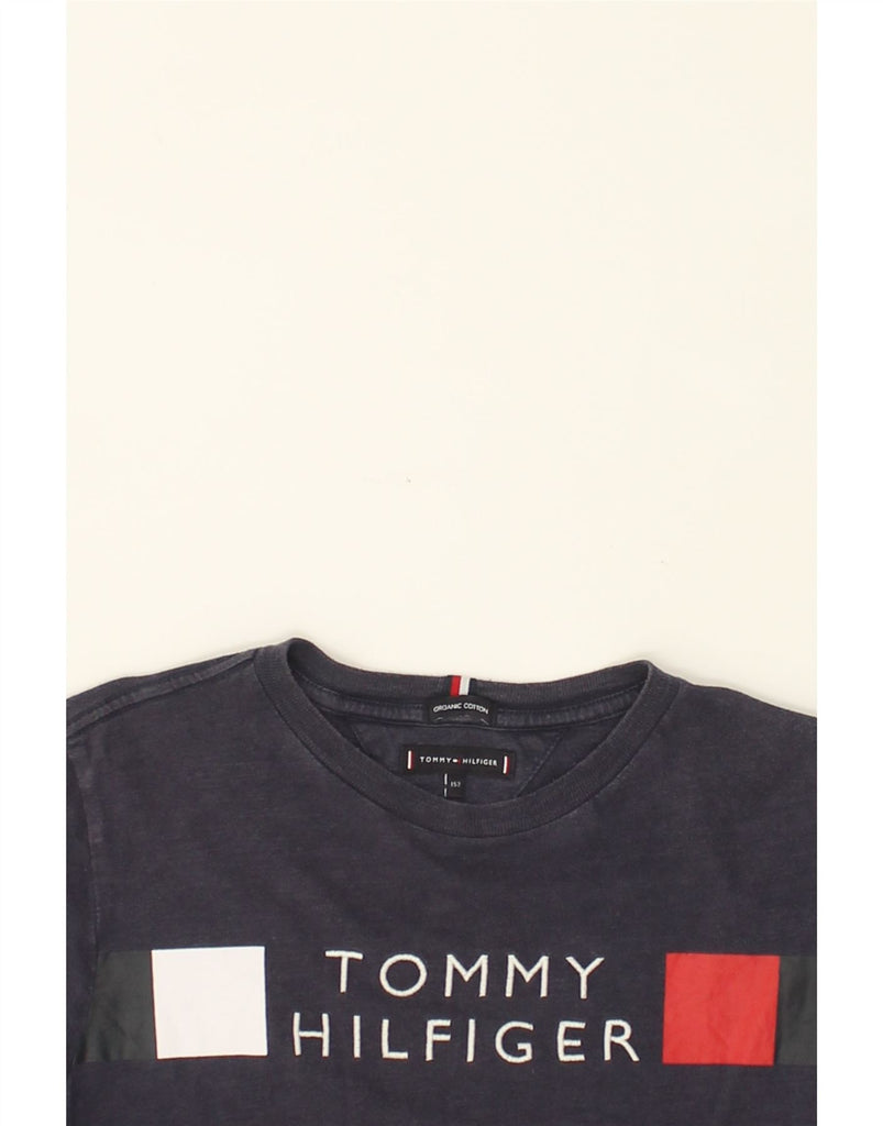 TOMMY HILFIGER Boys Graphic T-Shirt Top 11-12 Years Navy Blue Cotton | Vintage Tommy Hilfiger | Thrift | Second-Hand Tommy Hilfiger | Used Clothing | Messina Hembry 