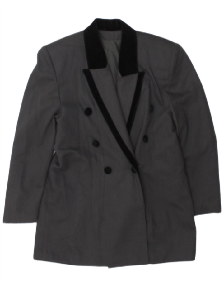 MISS H Womens Double Breasted Blazer Jacket UK 14 Medium Grey Colourblock