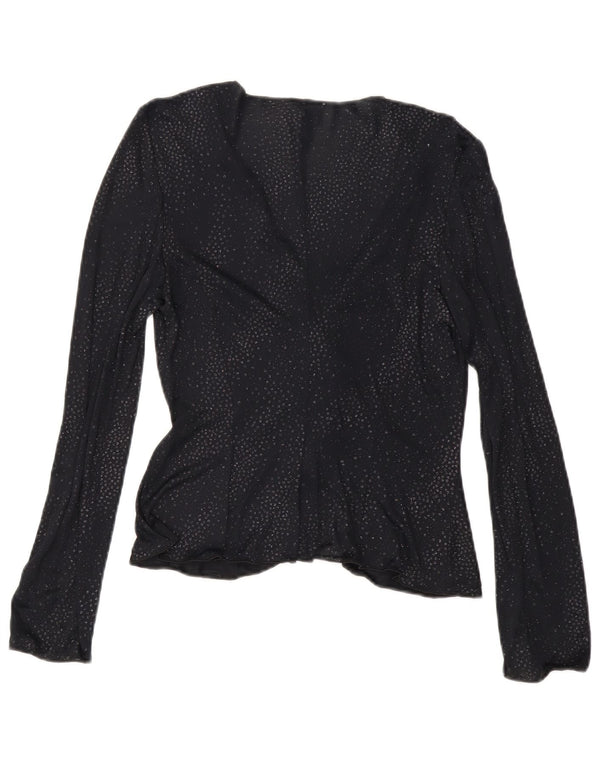Armani Womens Long Sleeve Blouse Top IT 44 Medium Black Spotted