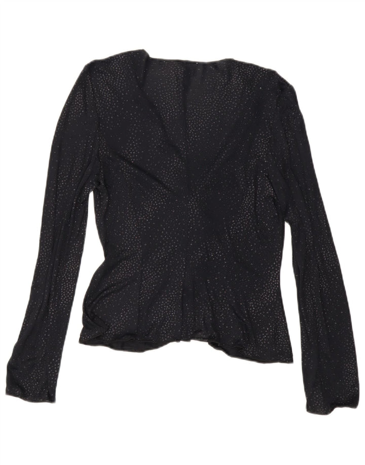 Armani Womens Long Sleeve Blouse Top IT 44 Medium Black Spotted
