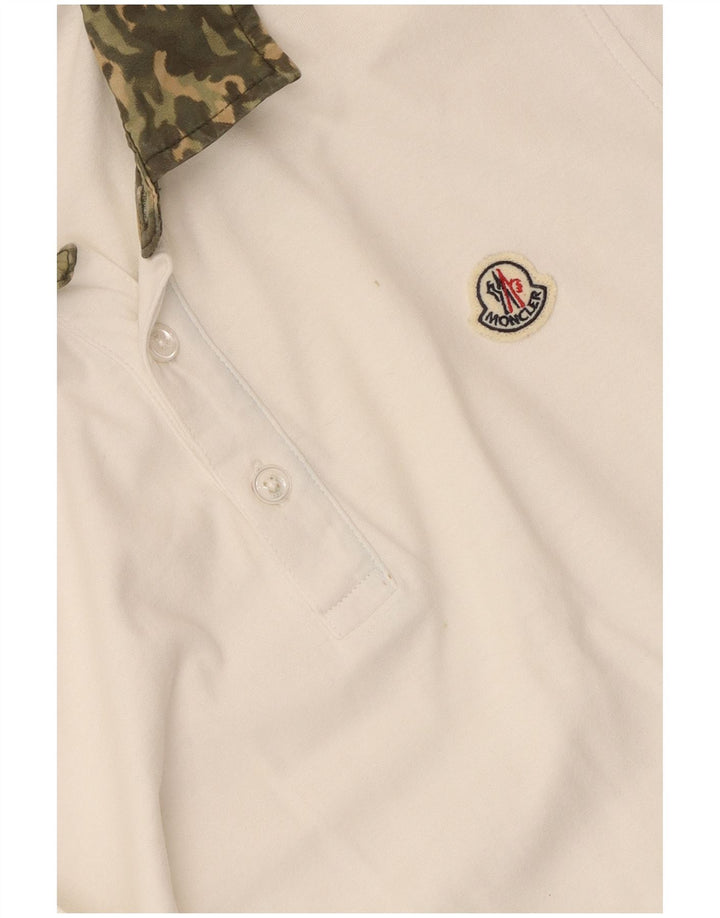 Moncler Mens Slim Fit Polo Shirt Medium White Camouflage