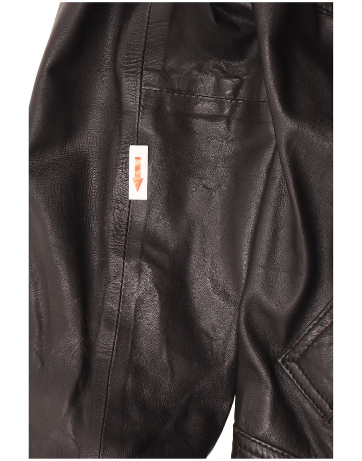 Street One Womens Hooded Leather Jacket UK 14 Medium Black Leather