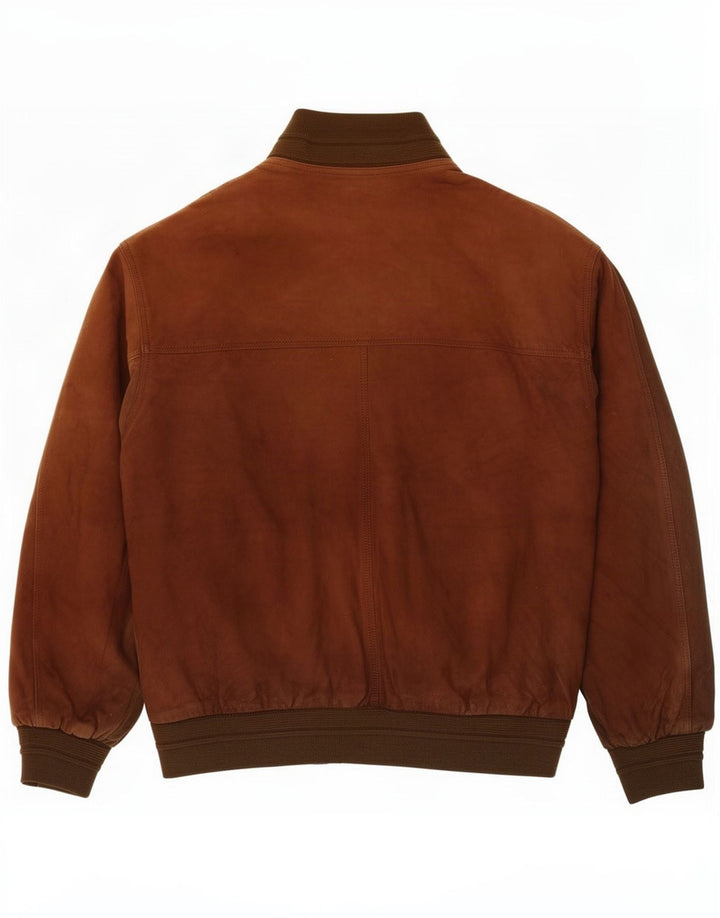 Vintage Mens Suede Bomber Jacket IT 52 XL Brown Leather