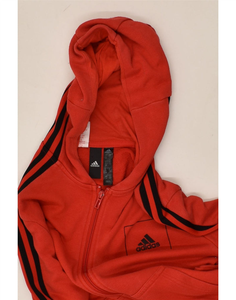 ADIDAS Boys Zip Hoodie Sweater 13-14 Years Large Red Cotton | Vintage Adidas | Thrift | Second-Hand Adidas | Used Clothing | Messina Hembry 