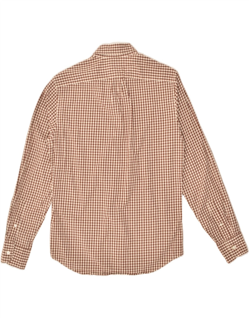 J. CREW Mens Stretch Slim Fit Shirt Small Brown Gingham Cotton | Vintage J. Crew | Thrift | Second-Hand J. Crew | Used Clothing | Messina Hembry 