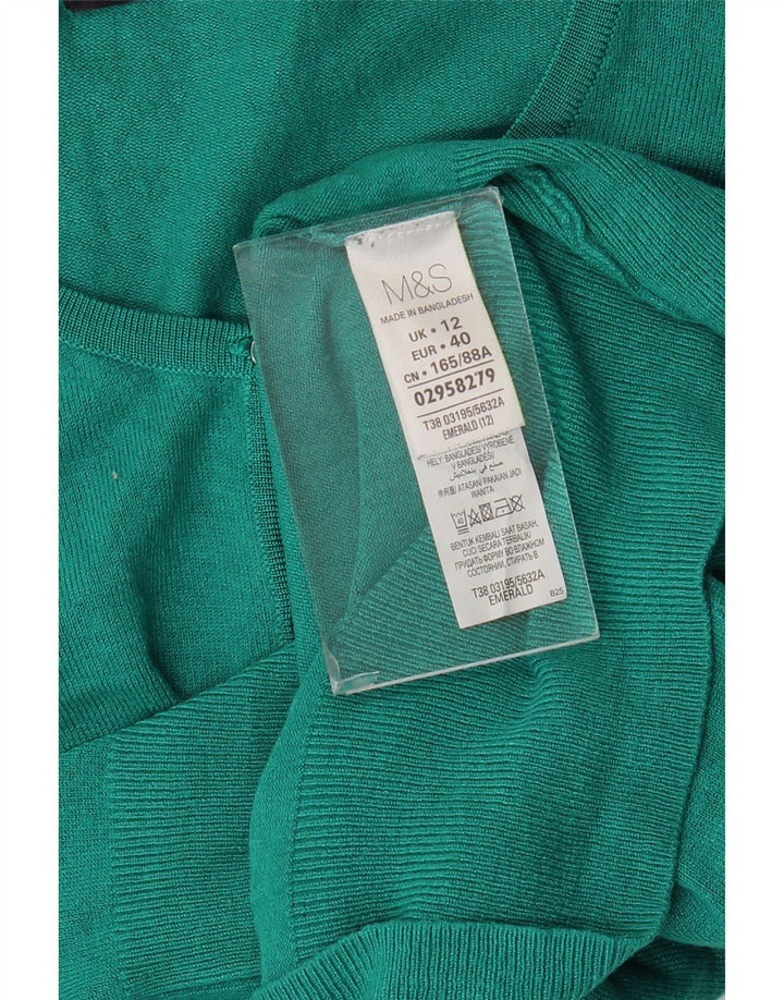 Marks & Spencer Womens Cardigan Sweater UK 12 Medium Green Viscose