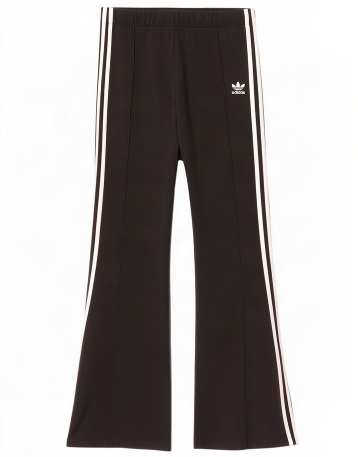 Adidas Womens Flare Tracksuit Trousers UK 12 Medium Black Polyester