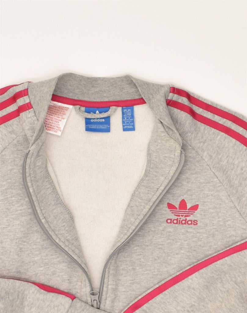 ADIDAS Girls Graphic Tracksuit Top Jacket 13-14 Years Grey Cotton | Vintage Adidas | Thrift | Second-Hand Adidas | Used Clothing | Messina Hembry 