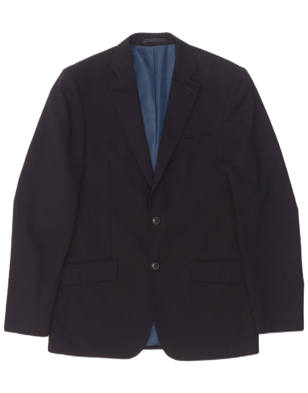 Marks & Spencer Mens 2 Button Blazer Jacket UK 38 Medium Navy Blue Wool