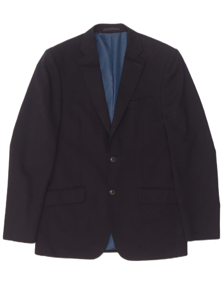 Marks & Spencer Mens 2 Button Blazer Jacket UK 38 Medium Navy Blue Wool