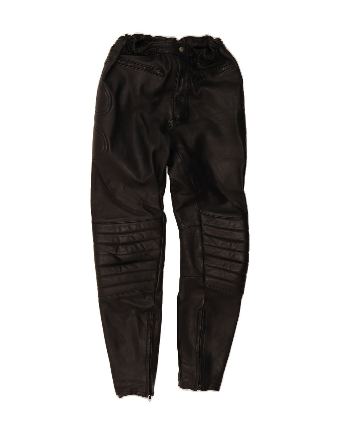 VINTAGE Womens Motorcycle Slim Trousers IT 44 Medium W30 L30 Black Leather Vintage Vintage and Second-Hand Vintage from Messina Hembry 