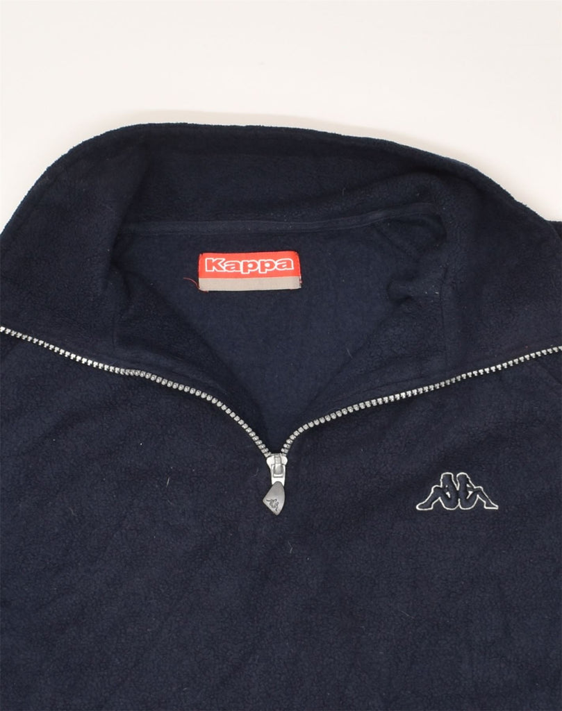 KAPPA Mens Zip Neck Fleece Jumper Medium Navy Blue Polyester | Vintage Kappa | Thrift | Second-Hand Kappa | Used Clothing | Messina Hembry 