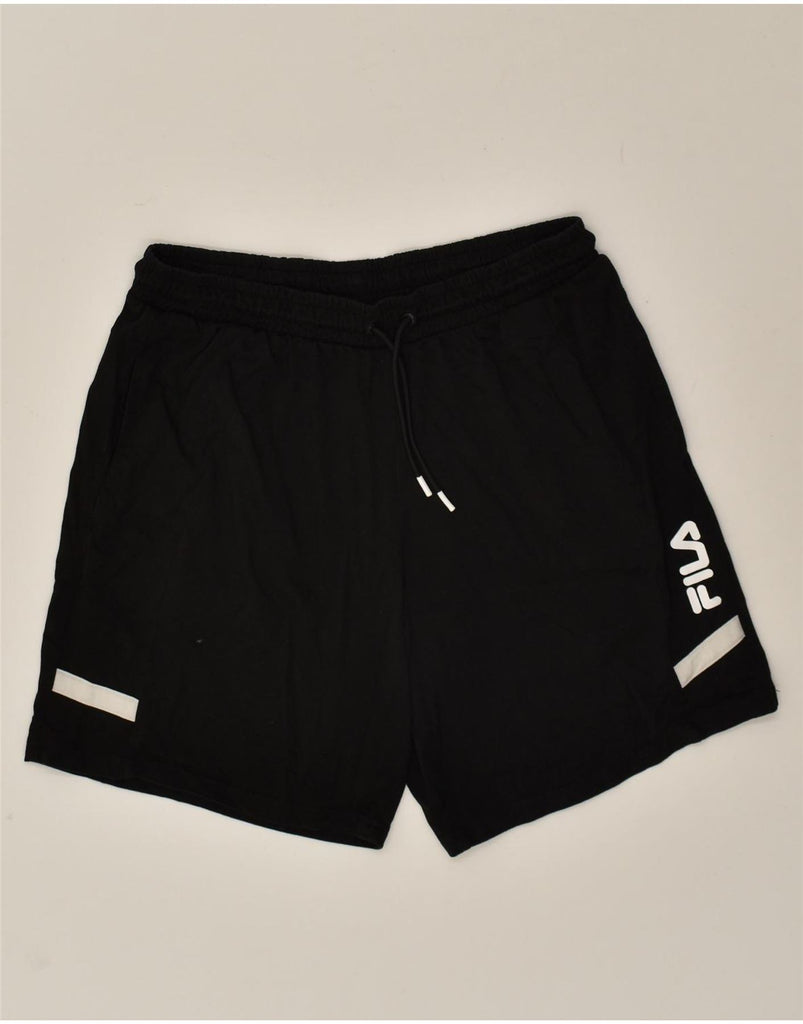 FILA Womens Graphic Sport Shorts UK 14 Large Black | Vintage Fila | Thrift | Second-Hand Fila | Used Clothing | Messina Hembry 