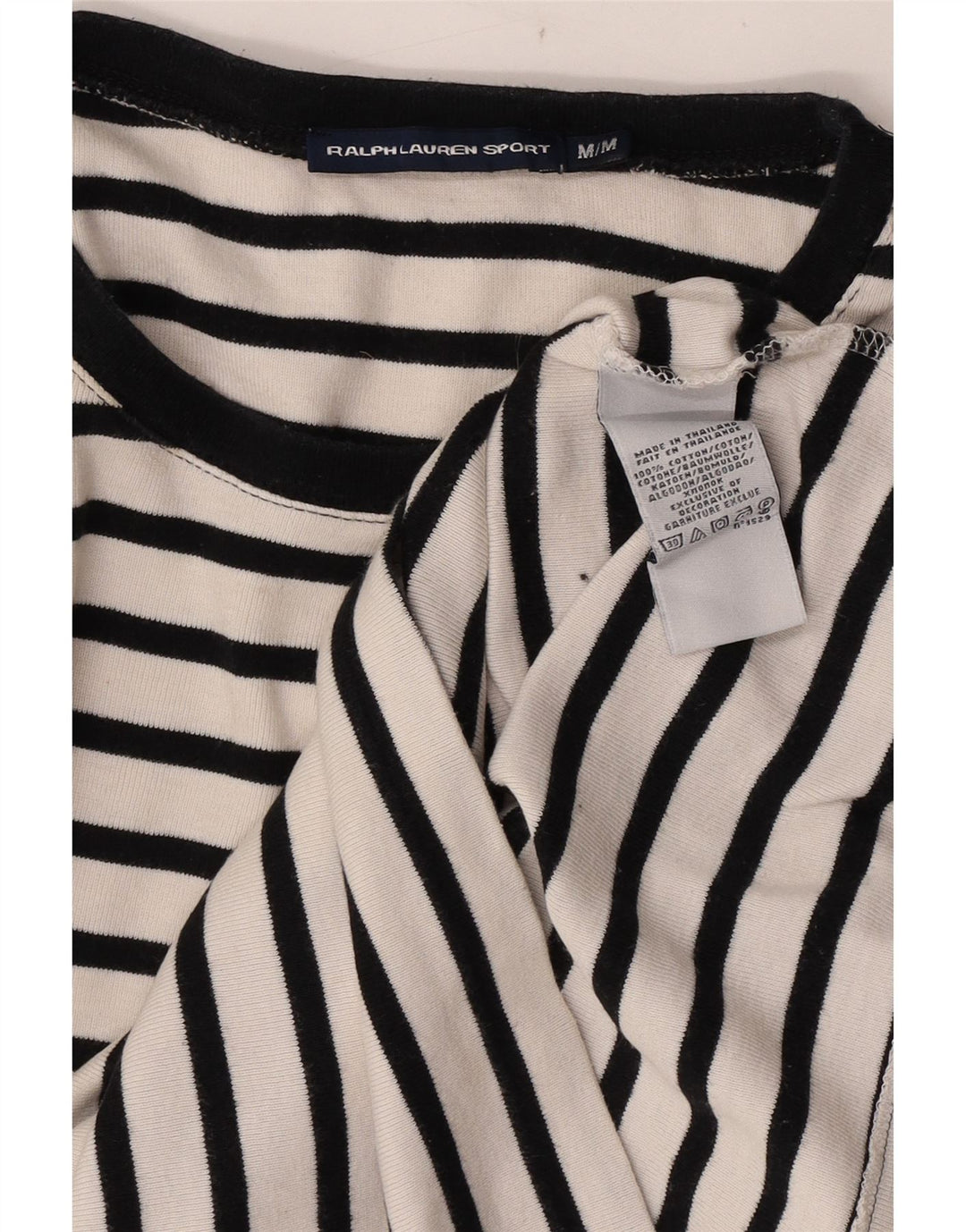 Ralph Lauren Womens Top Long Sleeve UK 12 Medium White Striped Cotton