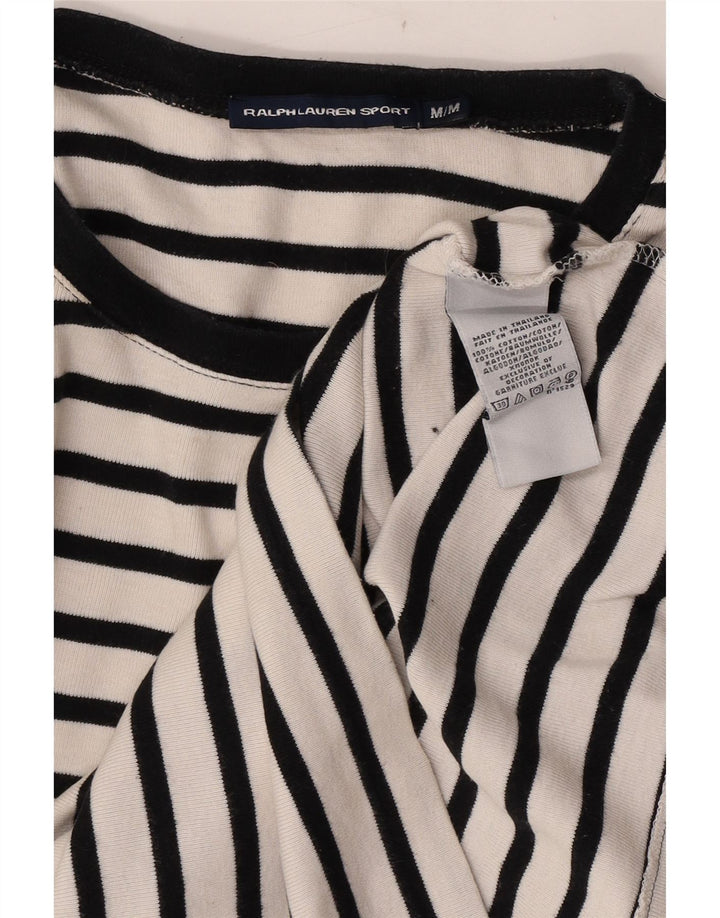 Ralph Lauren Womens Top Long Sleeve UK 12 Medium White Striped Cotton