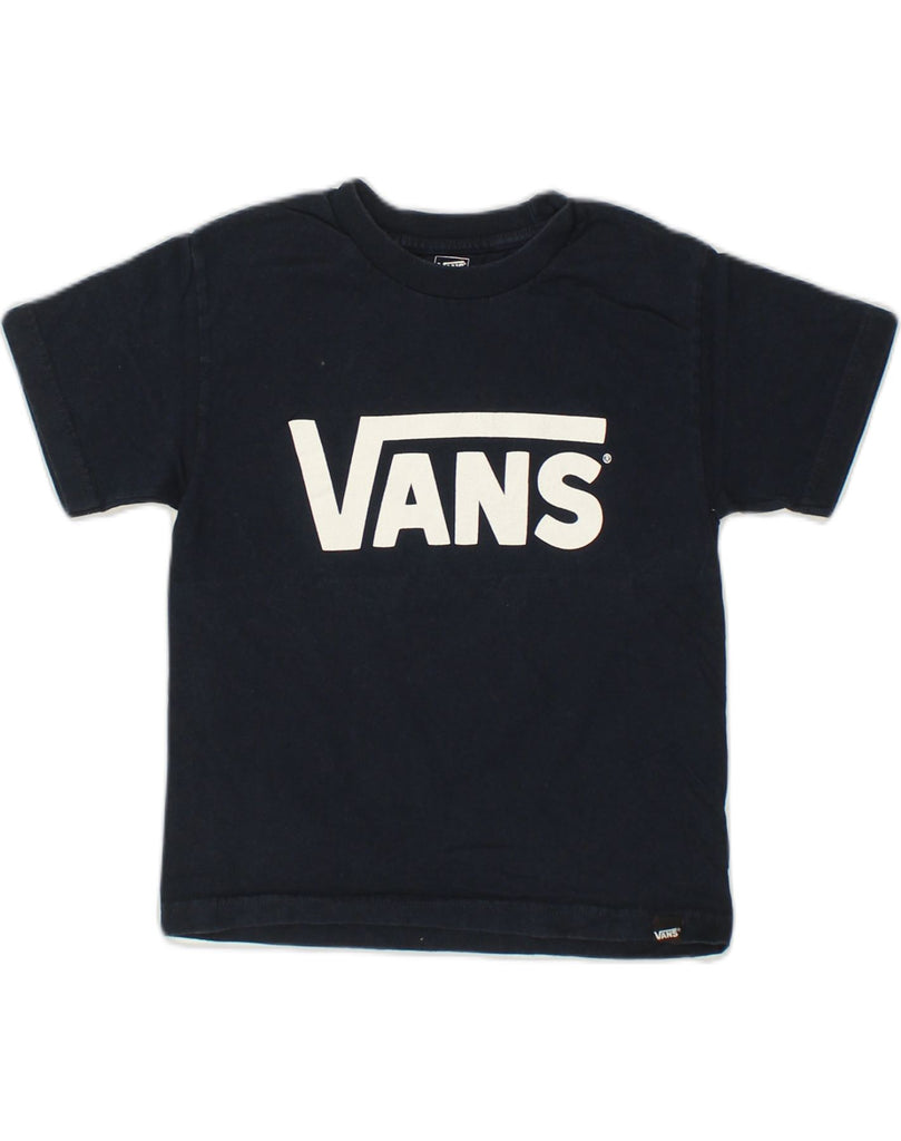 VANS Womens Graphic T-Shirt Top UK 10 Small Navy Blue Cotton | Vintage Vans | Thrift | Second-Hand Vans | Used Clothing | Messina Hembry 