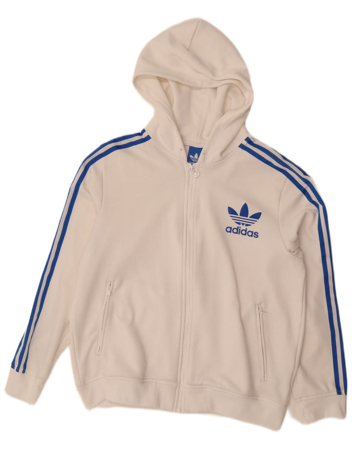 Adidas Mens Zip Hoodie Sweater Large White Polyester