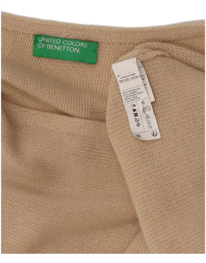 Benetton Womens Asymmetric Poncho Jumper One Size Beige Wool