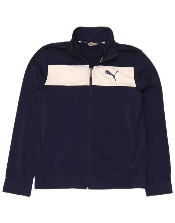 PUMA Mens Tracksuit Top Jacket Small Navy Blue Colourblock Polyester