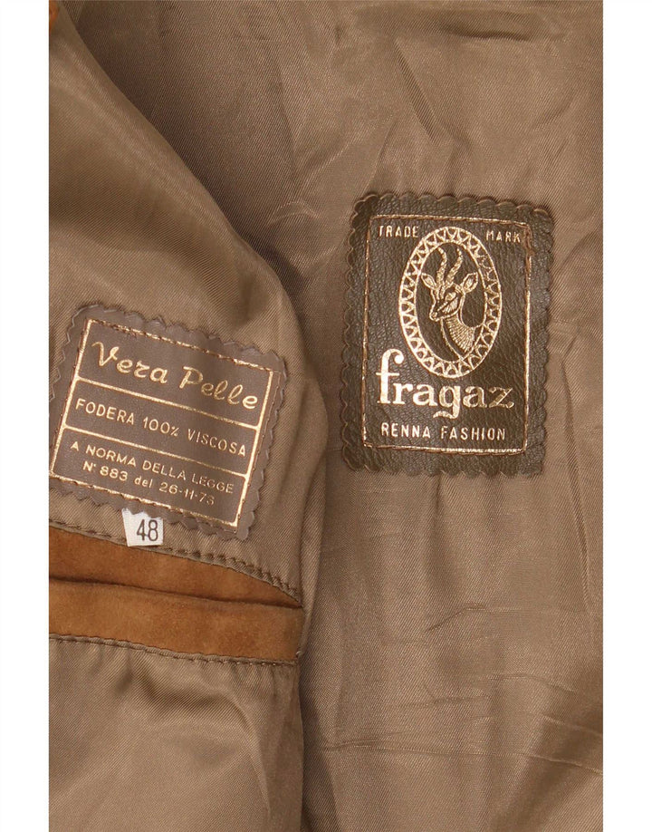 Vintage Mens Suede Jacket IT 48 Medium Brown Leather